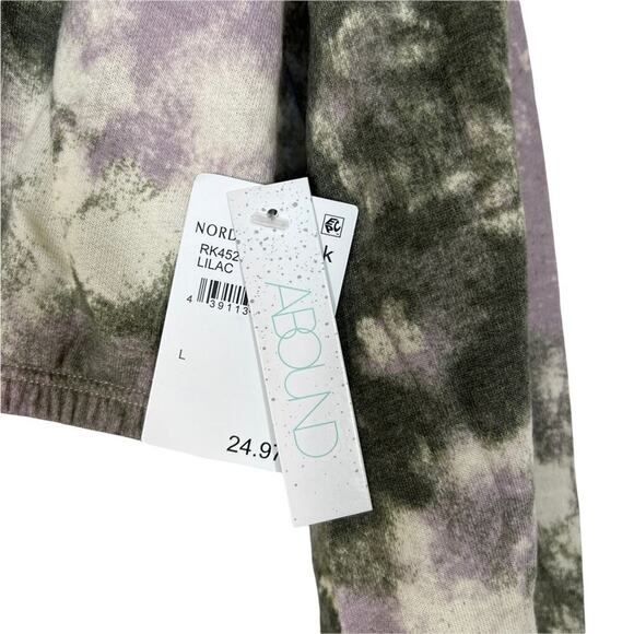 NWT Nordstrom Abound Raglan Tie Dye Half Zip Cropped Sweater Size Large - Picture 4 of 9